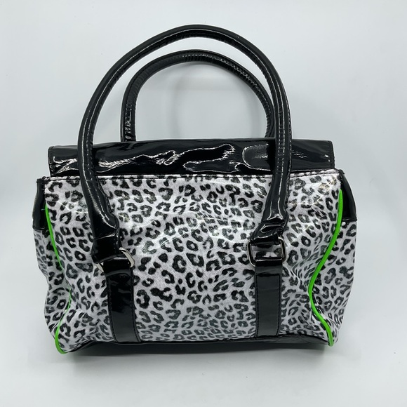 Vintage Y2K Claire’s Neon and Leopard Patent Leather Handbag - Picture 2 of 9